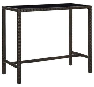 Selah 130cm Glass Top Bar Table With Poly Rattan Frame In Brown