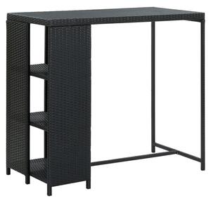 Selah Poly Rattan Bar Table With Storage Rack In Black