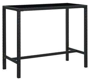 Selah 130cm Glass Top Bar Table With Poly Rattan Frame In Black