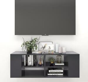 Taisa Wooden Wall Hung TV Stand With Shelves In Grey