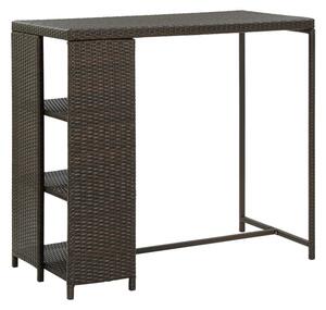 Selah Poly Rattan Bar Table With Storage Rack In Brown