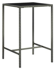 Selah 70cm Glass Top Bar Table With Poly Rattan Frame In Grey