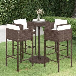 Anya Large Poly Rattan Bar Table With 4 Avyanna Chairs In Brown