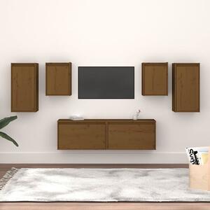 Idalis Solid Pinewood Entertainment Unit In Honey Brown