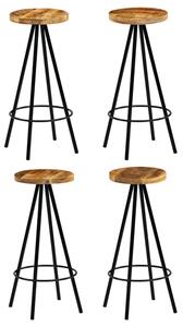 Amiya Set Of 4 Wooden Bar Stools With Steel Frame In Natural