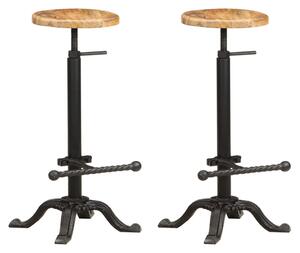 Aniya Natural Wooden Bar Stools With Steel Frame In A Pair