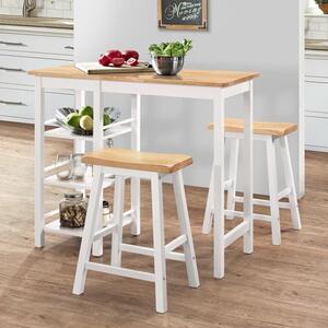 Ainhoa Wooden Bar Table With 2 Bar Stools In Natural And White