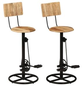 Stacy Natural Solid Mango Wooden Bar Stools In A Pair