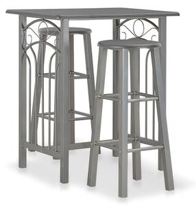 Adelia Wooden Bar Table With 2 Bar Stools In Anthracite Grey