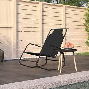 Kahili Textliene Fabric Rocking Sun Lounger In Black