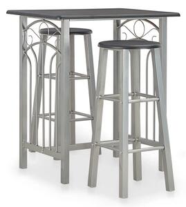 Adelia Wooden Bar Table With 2 Bar Stools In Black And Grey