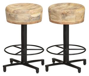 Siena Small Natural Wooden Bar Stools With Metal Base In A Pair