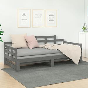 Elstan Solid Pine Wood Pull-out Single Day Bed In Grey