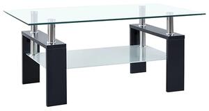 Aleron Clear Glass Coffee Table With Black Wooden Legs