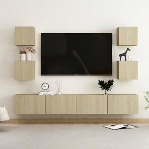 Calgary Wall Hung Wooden Entertainment Unit In Sonoma Oak