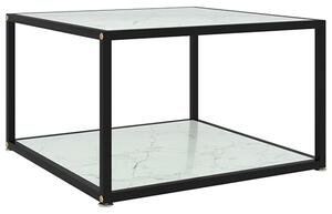 Dermot Square Glass Coffee Table In White Marble Effect