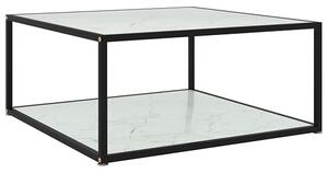 Dermot Small Glass Coffee Table In White Marble Effect