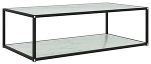 Dermot Large Glass Coffee Table In White Marble Effect