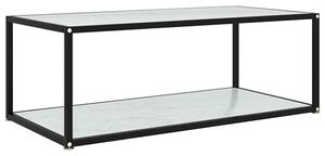 Dermot Medium Glass Coffee Table In White Marble Effect