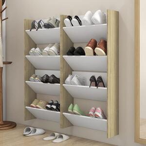 Adkins Wall Mounted Shoe Storage Rack In White Sonoma Oak