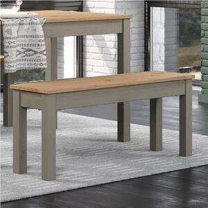 Consett Wooden Small Rectangular Dining Bench In Grey And Oak