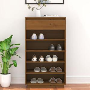 Ochoa Solid Pinewood Shoe Storage Rack In Honey Brown