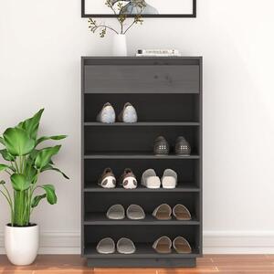 Ochoa Solid Pinewood Shoe Storage Rack In Grey