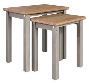 Consett Wooden Nest Of 2 Tables In Grey And Oak