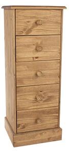 Calixto Wooden Narrow Chest Of 5 Drawers In Oak