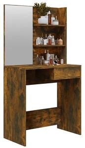 Basile Wooden Dressing Table With Mirror In Smoked Oak