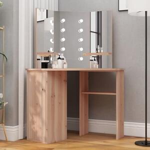 Dagna Corner Wooden Dressing Table In Oak With LED Lights