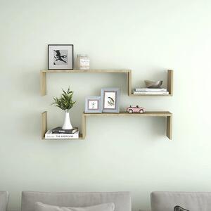 Arzon Set Of 2 Wooden Wall Shelf In Sonoma Oak