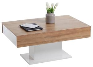 Dewei High Gloss Coffee Table In White And Antique Oak