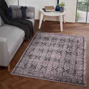 Arabella Opaque 80x150cm Damask Pattern Rug In Black