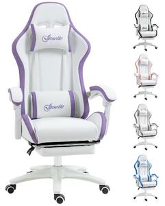 Vinsetto Gaming Chair, Recliner with PU Leather, 360 Swivel, Footrest & Lumbar Support, Purple Aosom UK