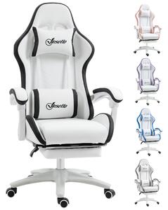 Vinsetto Racing Gaming Chair, Reclining PU Leather Computer Chair with 360 Degree Swivel Seat, Footrest, Removable Headrest White and Black Aosom UK
