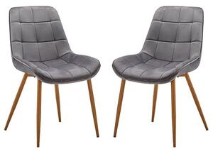 Primo Grey Fabric Dining Chairs With Oak Legs In Pair