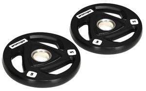 SPORTNOW Olympic Weight Plates: 2 x 5kg Tri-Grip Rubber Coated Plates with 5cm Holes, for Gym, Home & Strength Training Aosom UK
