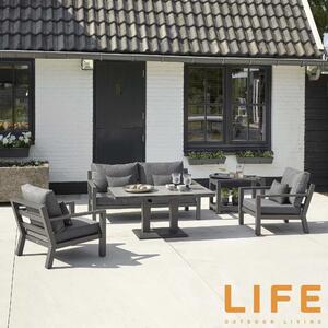 LIFE Timber Garden Lounge Sofa Set with Height Adjustable Table