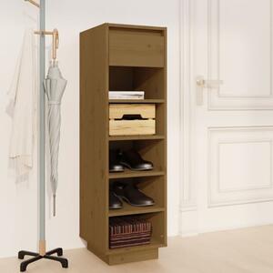 Acasia Pine Wood Shoe Storage Cabinet In Honey Brown