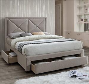 Cezanne Fabric Double Bed With Drawers In Mink