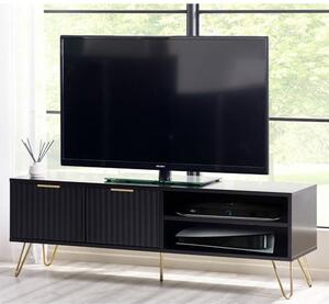 Marius Wooden TV Stand With 2 Doors In Matt Black