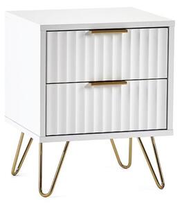 Marius Wooden Bedside Cabinet With 2 Drawers In Matt White