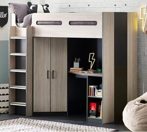 Haldis High Sleeper Bunk Bed In Woodgrain And Anthracite