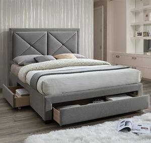 Cezanne Fabric Double Bed With Drawers In Grey Marl