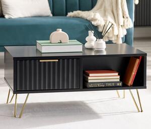 Marius Wooden Coffee Table With 2 Drawers In Matt Black