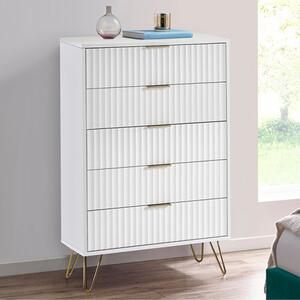 Marius Wooden Chest Of 5 Drawers In Matt White