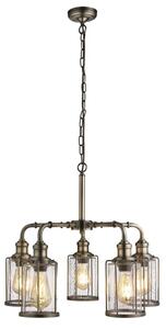 Pips 5 Lights Bar Pendant Light In Antique Brass