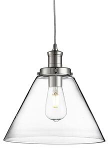 Pyramid 1 Light Glass Shade Pendant Light In Chrome