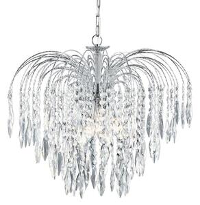 Waterfall 5 Lights Crystal Pendant Light In Chrome